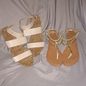 Women’s sandals size 9 gold and tan